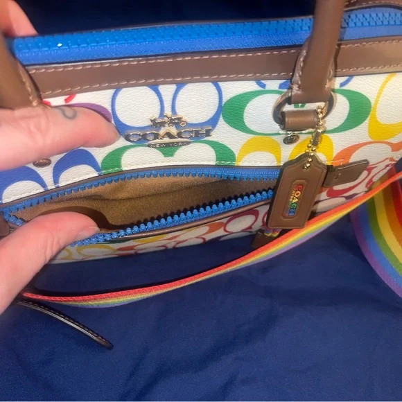 Coach Pride Rainbow Rowan Satchel with Rainbow Strap - Picture 4 of 8